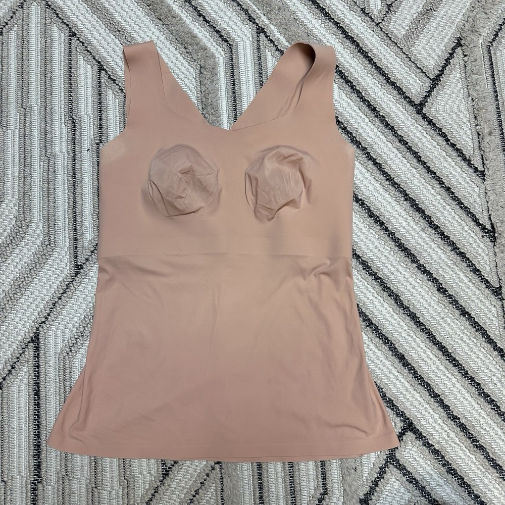 Evelyn Bobbie Defy Bra Tank Core Wireless Cami Beige Sz L Slimming Compression
